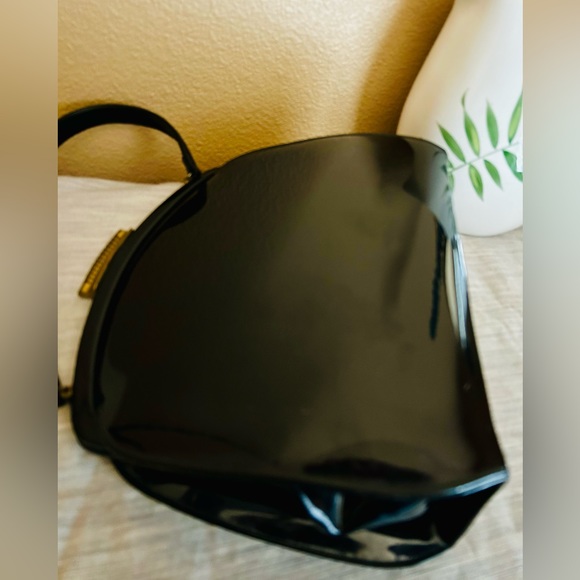 Vintage Theodor California Handbag black patent brass trim - Picture 3 of 11